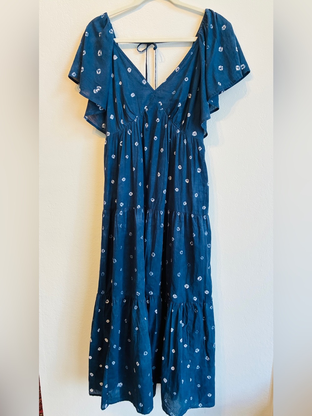 Madewell Tiered Cotton Flowy Maxi Dress Blue Sz 6